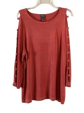 Traveler’s by Chico’s Tomato Orange Ladder Rung Sleeves Tunic XL